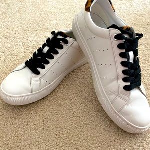Jcrew White Leather Leopard Tennis Shoes - EUC!!